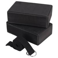 Bloque de Yoga y Cinturón de Yoga Set EVA Espuma Suave Antideslizante Universal para Ejercicios de Pilates y Tonificación Color Negro Material Spandex - details 0