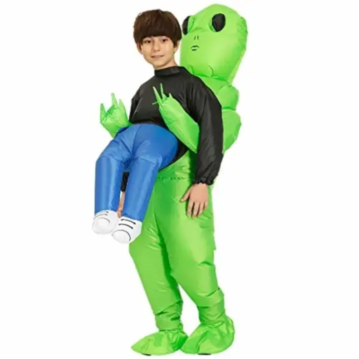 Disfraz de extraterrestre inflable para adultos y niños, adecuado para Halloween, juegos de rol, hermoso disfraz verde - 1