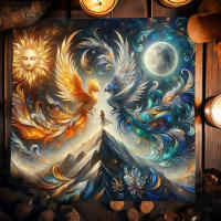 Mantel con diseño de Luna y tarjeta de tela para Altar Lce And Fire Phoenix, cubierta para lectura de Tarot, brujería - details 3