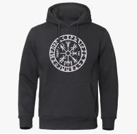 Nueva sudadera con capucha de algodón para hombre de invierno y otoño, sudadera de calle informal cálida con leyenda de los guerreros Odin de los vikingos - details 3