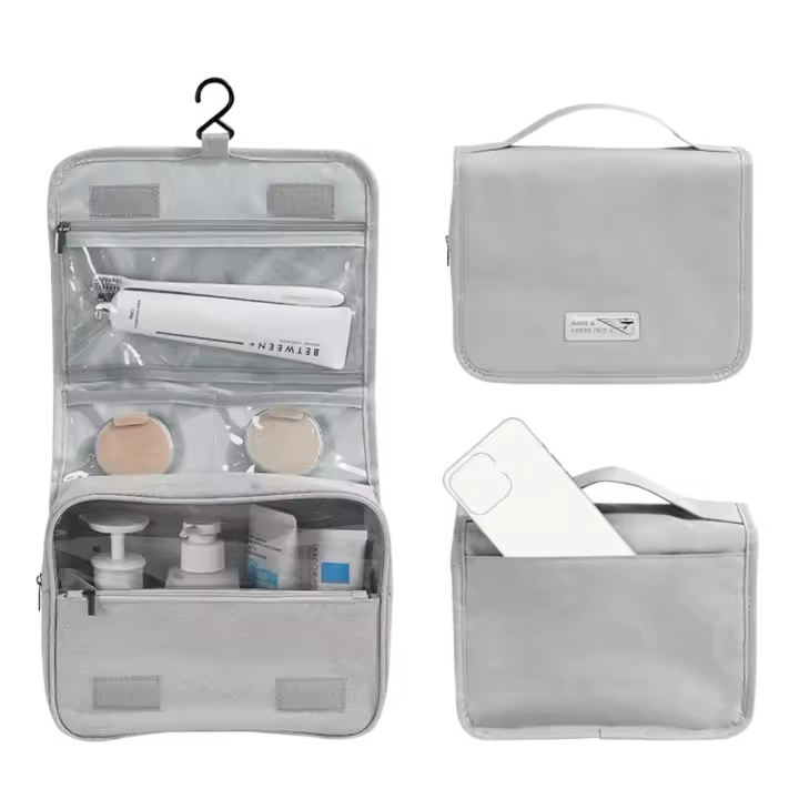 Bolsa de cosméticos colgante de gran capacidad con gancho, bolsa de lavado con gancho impermeable, almacenamiento de cuidado de la piel, bolsa de aseo de viaje multifuncional - 1