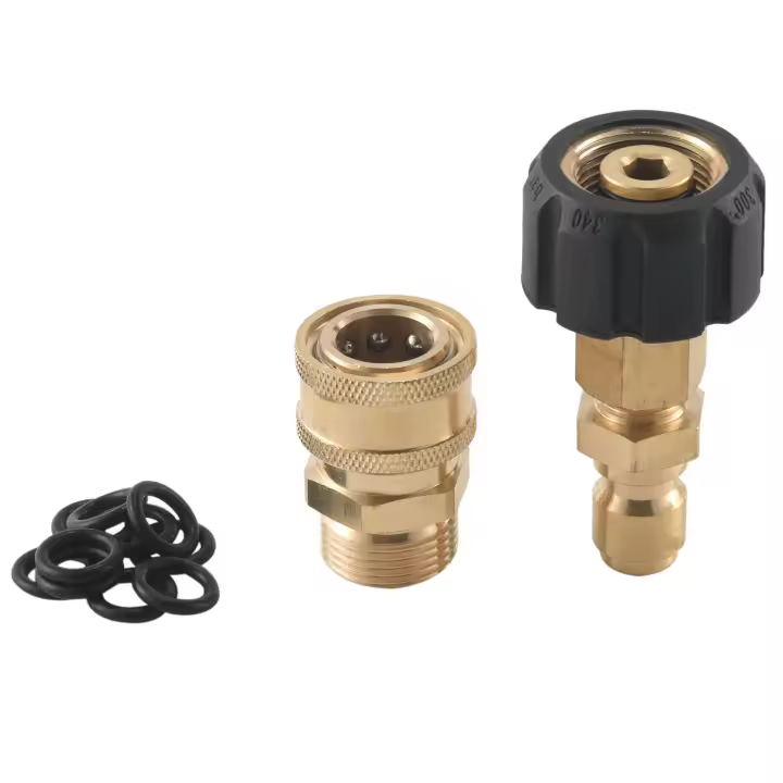 Juego de adaptadores para lavadora a presión, conector rápido, giratorio M22 de 14mm a conector métrico M22, giratorio M22-14 + enchufe de 3/8 pulgadas, 3/8 pulgadas - 1