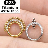 Pendientes de aro para piercing para mujer, aro con bisagras para el cartílago, hélice g23, cuentas de titanio, cz, para la nariz, segmento con bisagras, tragus, cartila, 1 unidad - details 2