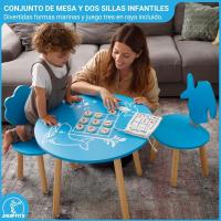 Mesa y Silla Infantil Divertidos Formas Marinas y Juego en Raya Madera de Pino Montaje Fácil - details 1