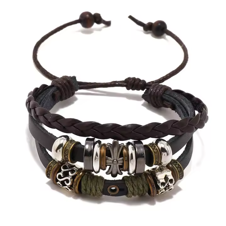 2025Pulsera de cuero Estrellas cuentos individuales, multicapa minimalist joyería Occidental, Regalos para hombre - 1