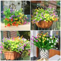 15 piezas de flores artificiales, arbustos resistentes a los rayos UV, plantas colgantes para interiores y exteriores, para decoración de fiestas en el jardín del hogar (colores mixtos) - details 0