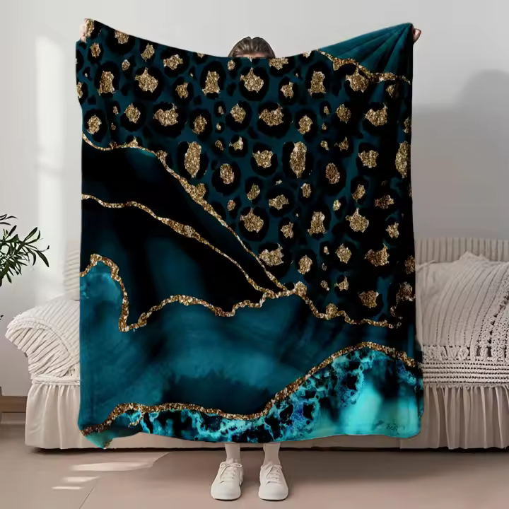 Manta de Franela Ultra Suave Diseño Bohemio Portugués Blanco Chocolate Ideal para Uso Todo el Año - 1