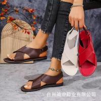 Sandalias de playa con correa ancha a la moda para mujer, planas cruzadas de gran tamaño, 43 - details 0