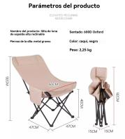 Silla reclinable jardin plegable portatil camping multifunción al aire libre - details 12