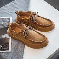 Nuevos zapatos de conductor de gamuza de diseñador de moda para hombre con cordones, zapatos deportivos planos de cuero de vaca, informales y a la moda, - details 9