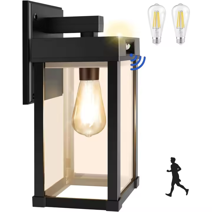 Farolas Solares Exterior, Pared al Aire Libre(2 Piezas) con 3 Modos Sensor de Movimiento Foco Decorativo Impermeable para Garaje Jardín Patio - 1