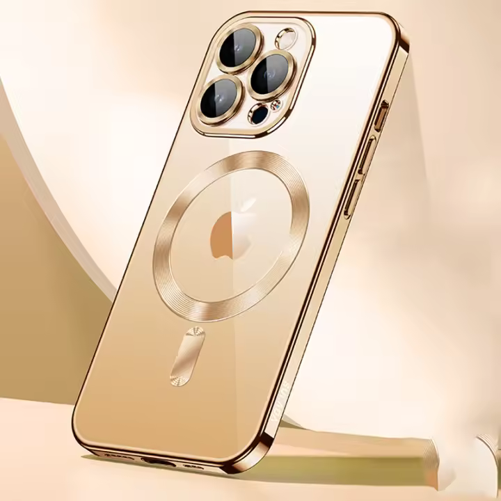 Funda protectora transparente para teléfono, Cubierta de chapado magnético, Agujero fino, iP16, 15, 14, 13 - 1