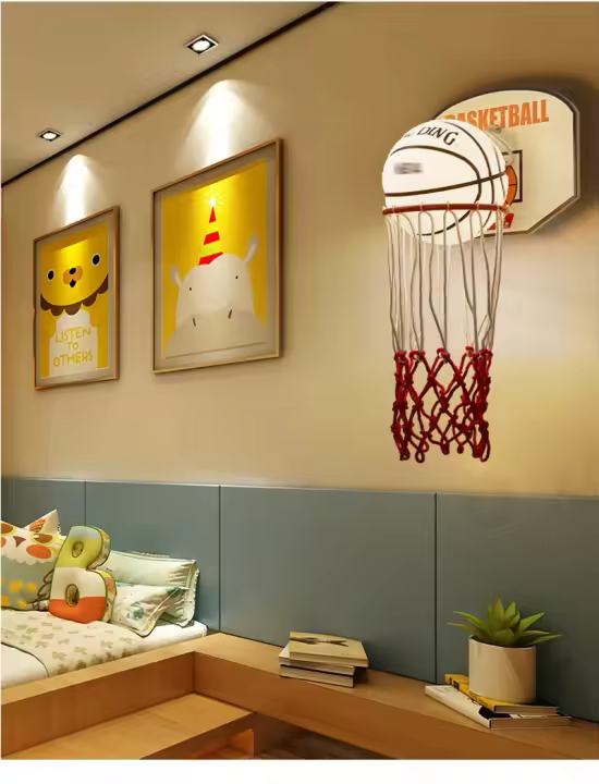 Lámpara de aplique de baloncesto para habitación de bebé, decoración creativa para dormitorio de niños, luz Led para pared - 1