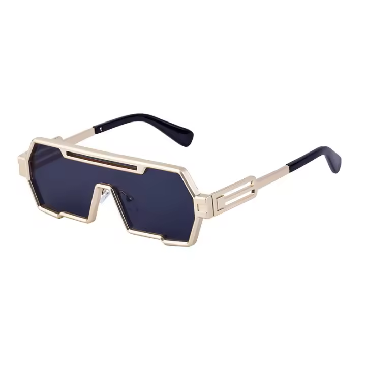 Gafas de sol con protección de puntera de metal integrada, estilo futurista, con espejo, del mismo estilo que las gafas de moda de las celebridades de Internet. - 1