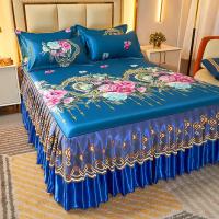 Funda de Cama de Encaje Clásico Royal Blue 2/3 Pcs Lavable con Banda Elástica - details 10