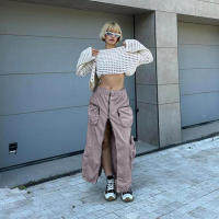 BUNO-Falda larga de cintura alta con cremallera para mujer, faldas Cargo informales con bolsillos grandes, abertura frontal, holgada, recta, Midi, ropa de calle, estilo Safari, 2025 - details 18