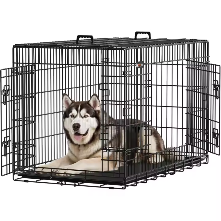Feandrea Jaula para Perros, Jaula para Perro Grande, con 2 Puertas, Bandeja Extraíble, 122 x 74,5 x 80,5 cm, XXL, Negro PPD48H - 1