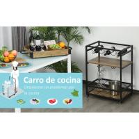 Carro de Cocina Carrito de Servicio Móvil Multiusos con 3 Estantes Bandeja Botellero Soporte