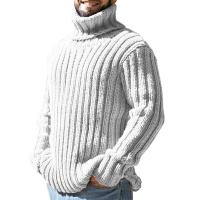 2025 Suéter de cuello alto para hombre, Top de punto cansado de color sólido, ropa, otoño e invierno, - details 3