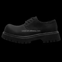 Nuevos zapatos de vestir Derby de cuero genuino para hombre de alta calidad, botines con plataforma de encaje de cabeza grande negros, logotipo de marca 38-45 - details 9