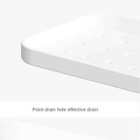 Canal de drenaje para baño, pequeños accesorios blancos, estante de baño montado en la pared no perforado, escape de productos de lavado - details 6