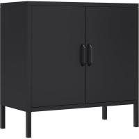 Armario de Metal con 2 Puertas y 1 Estante Ajustable Diseño de Escritorio para Oficina en Casa, Dormitorio, Baño, Sala de Estar Negro - details 0