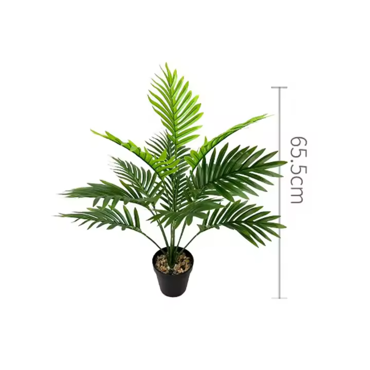Grandes hojas de palma artificiales ramas plantas tropicales verdes helecho artificial 12/18 tenedores hojas de palma falsas de plástico - 1