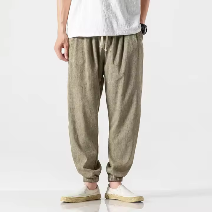 2024 Pantalones de talla grande estilo chino pantalones de lino para hombres pantalones de lino de algodón para hombres Leggings - 1
