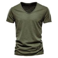 Camisetas de manga corta para hombre, camisetas informales de color sólido con cuello en v, Verano - details 1