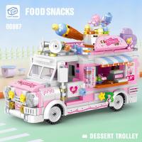 Food Ice Cream Building Blocks Truck Burger truck Bricks Mini Creative Model Puzzle Assembly Educational Toys for Girls Gifts - details 3