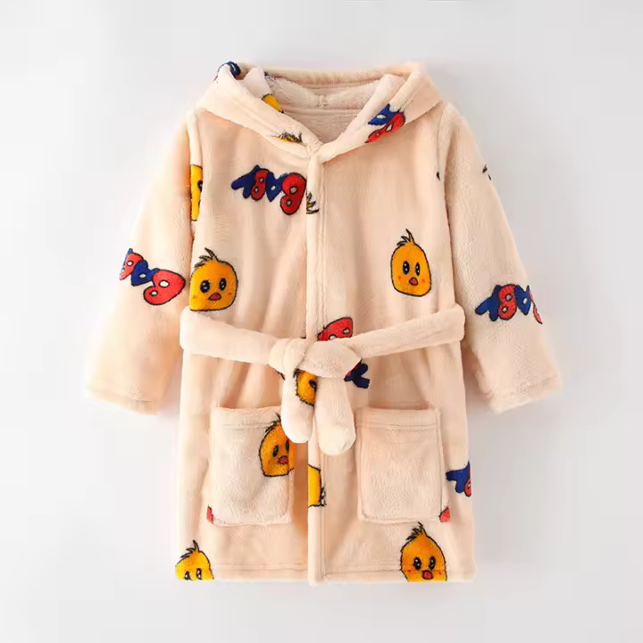 MOV-Albornoz con capucha de manga larga para niños, bata con estampado de dibujos animados, ropa de dormir para niños y niñas, invierno y otoño - 1