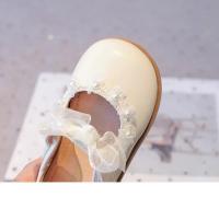 Zapatos de cuero para niñas pequeñas, zapatos planos de princesa para fiesta de boda, pajarita de encaje Mary Jane con cuentas, zapatos planos de primavera 2025 para niños, novedad - details 12