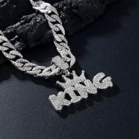 Collar de Cadena de Hip Hop con Letras Rey y Reina 13mm de Miami Encanto de Joyería de Moda para Hombres y Mujeres - details 0