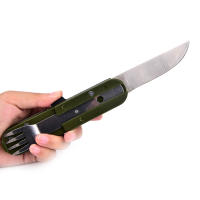 Cubiertos plegables de acero inoxidable, cuchillo, tenedor, cuchara, vajilla portátil para exteriores, equipo de Camping - details 4