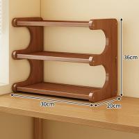 Estante de almacenamiento de escritorio de 2/3 niveles, soporte de mesa de madera compacto que ahorra espacio, estantería de escritorio multifuncional fácil de montar - details 4
