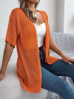 Cárdigans de punto de manga corta de color sólido casual para mujer - details 31