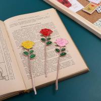 Papelería, suministros escolares, carpeta de página en relieve para colorear, marcapáginas con diseño de pájaro y rosa, Clip de posicionamiento, marcapáginas de aleación - details 0