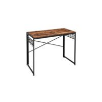 Escritorio con 2 Estantes a la Izquierda o a la Derecha, Mesa de Trabajo, para Salón Oficina, Estructura de Acero, Industrial, Marrón Rústico y Negro Tinta LWD55X - details 14