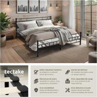 Cama Matrimonio Estructura de Acero Robusto con Somier de Láminas de Madera, Muebles de Dormitorio, Cama Completa, Resistente, Fácil de Limpiar, Base de Cama - 140 x 200 x 76 cm Blanco - details 17