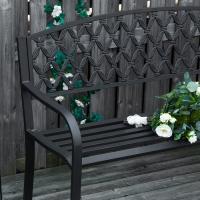 Banco de Jardín de 2 Plazas Resalto Decorativo y Soporte de Brazo para Balcón Patio Exterior - details 6