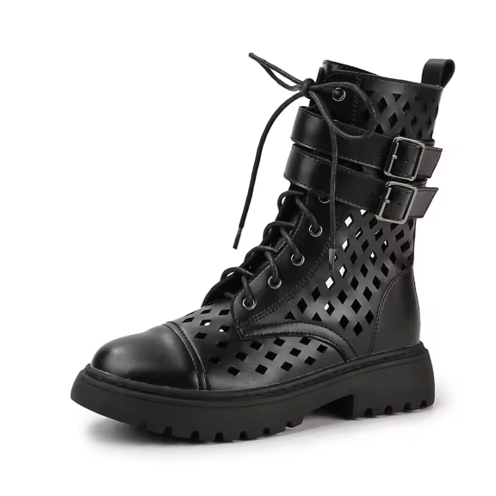 Botas de Malla Transpirable Martin para Mujeres Estilo Británico Versátil con Taco Medio Delgado - 1