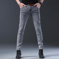 Nuevos Jeans Para Hombre Estilo Coreano Cómodos Y Ajustados De Cintura Media Pantalones Casuales De Desechabilidad mid Waist Gris - details 8