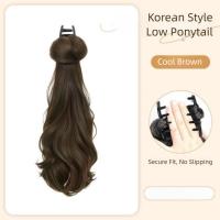 Elegante estilo coreano, coleta larga ondulada y rizada, extensiones de cabello, cola de caballo, peluca sintética con cabeza de bola esponjosa para fiesta - details 6