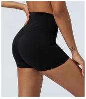 Pantalones cortos ajustados de cintura cruzada, Shorts de secado rápido para gimnasio, Yoga, levantamiento de cadera, elásticos, cintura alta, correr, Fitness - details 13