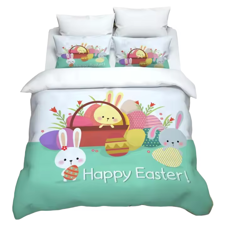 Juego de cama con estampado de dibujos animados para niños, suave y cómodo, tamaño completo, edredón personalizable - 1