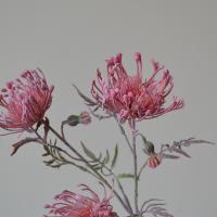 Flor de cojín Artificial de 63cm, 3 cabezas, garra de cangrejo realista, flor de crisantemo, tacto Real, flores falsas hechas a mano para sala de estar - details 10