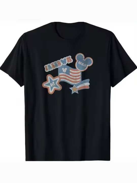 Camiseta con parches de América, regalo para papá, manga corta con cuello redondo suave y cómoda, 230g - 1