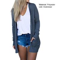 Cárdigan de mujer de 5 tamaños, color puro, informal, suave, combinado con bolsillos - details 2