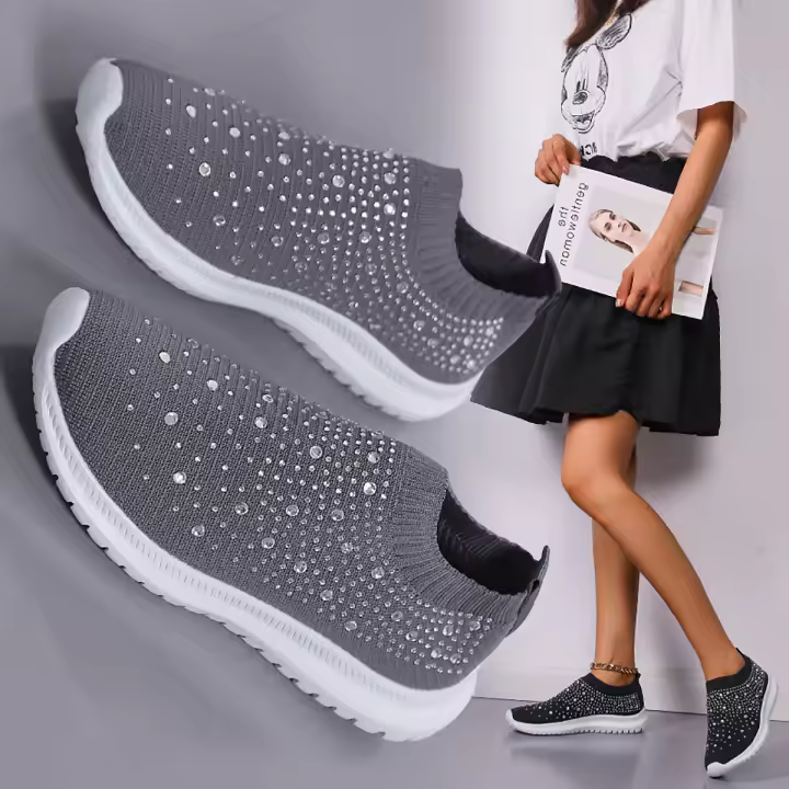 Zapatos individuales informales de estilo deportivo para mujer, Flyknit con diamantes de agua a la moda, primavera 2023 - 1