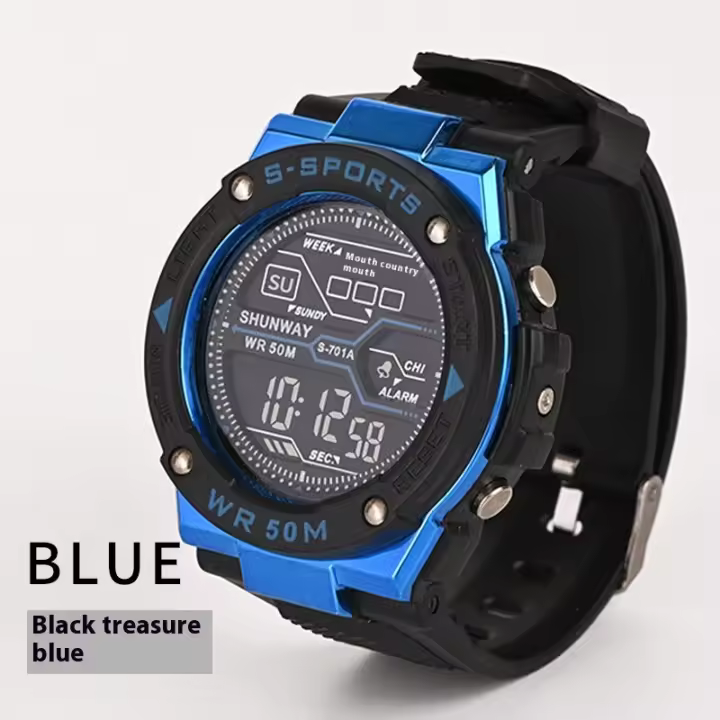 SHUNWAY Reloj deportivo luminoso electrónico multifuncional para exteriores, reloj moderno impermeable para estudiantes - 1
